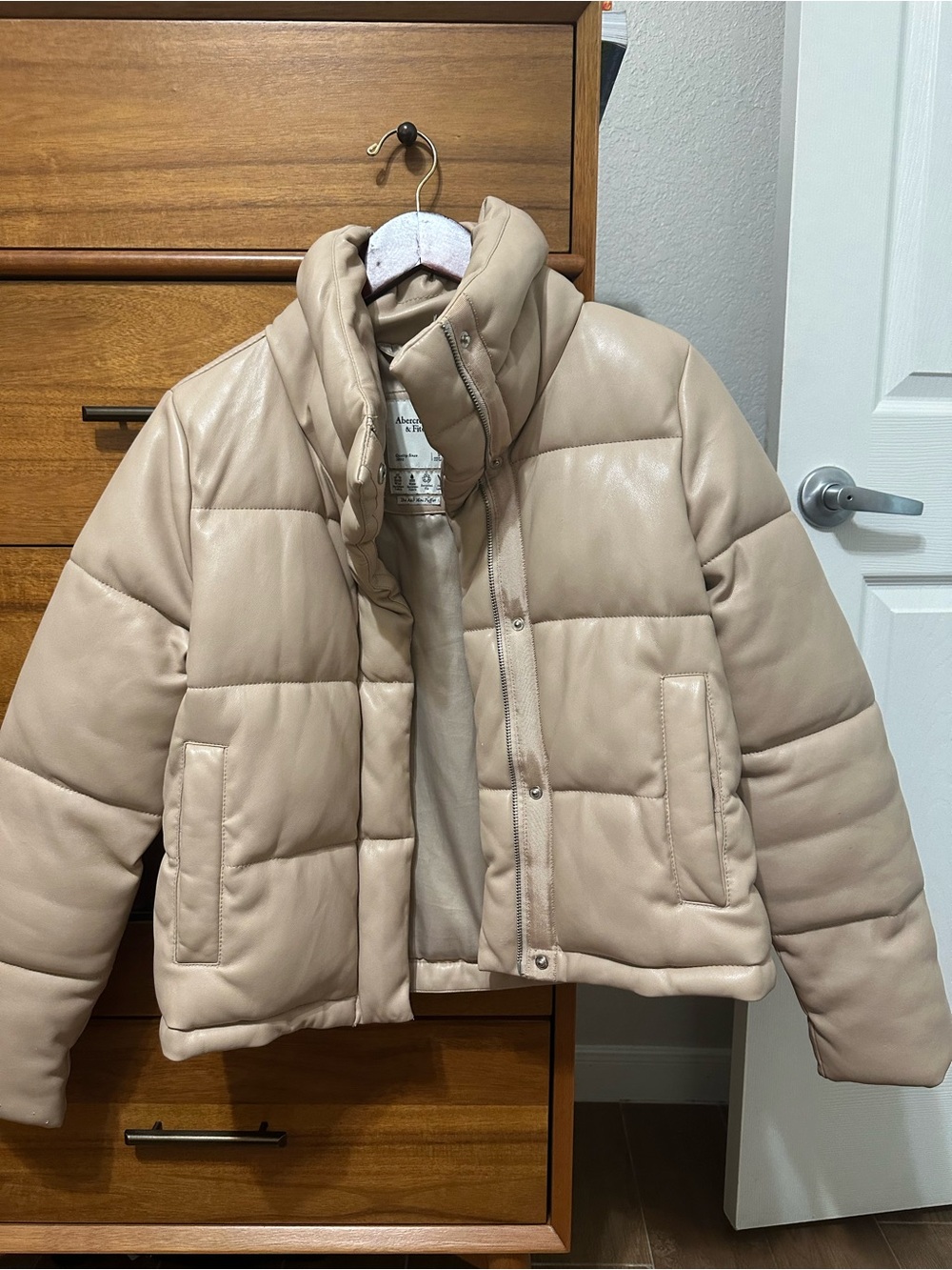 Abercrombie & Fitch Neutral Beige Puffer Coat
